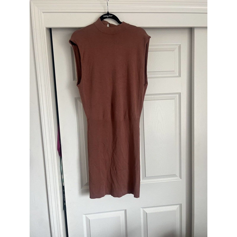 Free People Rose Pink Open back Knit Sleeveless short Dress XS Rust Color Mini